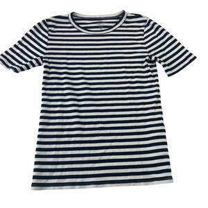 J. Crew Perfect Fit Striped Blue & White Crew Neck T-Shirt Sz Small